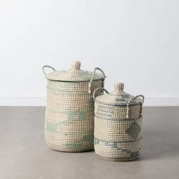 Set of Baskets Natural Grey Natural Fibre 38 x 38 x 58 cm... 2