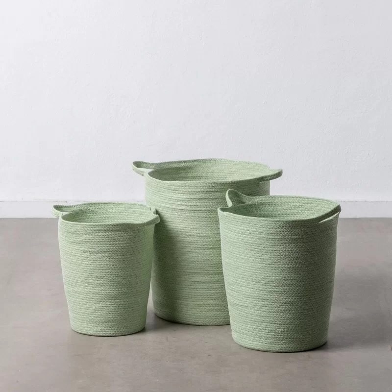 Set of Baskets Rope Light Green 48 x 48 x 42 cm...