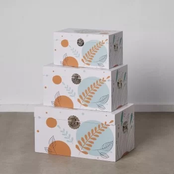 Set of Chests 65 x 38 x 35 cm Canvas DMF (3 Pieces) 2