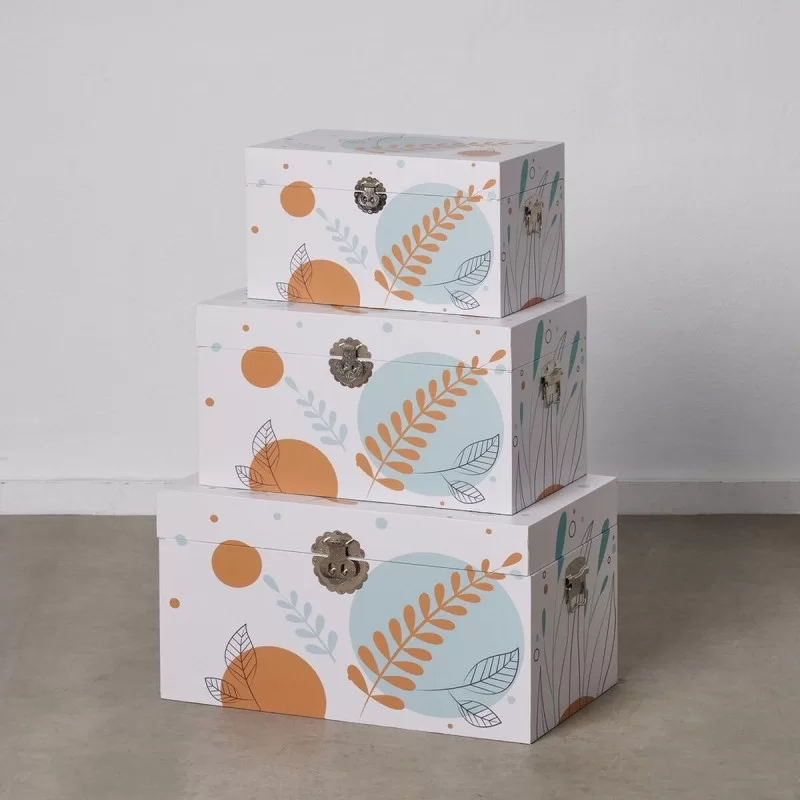 Set of Chests 65 x 38 x 35 cm Canvas DMF (3...