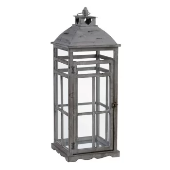 Lantern 28 x 28 x 75 cm Candleholder Grey Fir wood (2 Units) 2