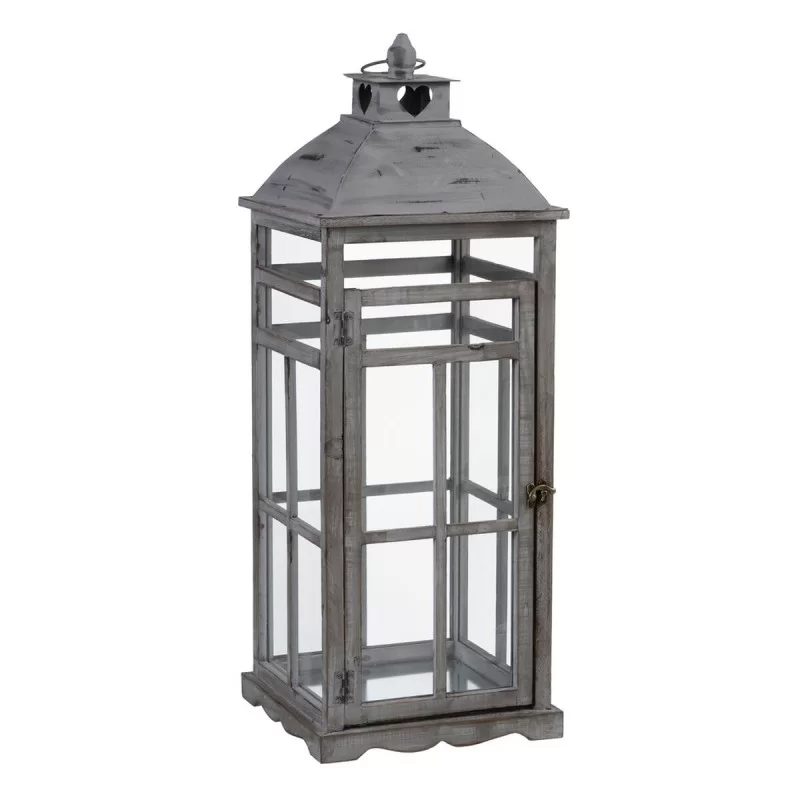 Lantern 28 x 28 x 75 cm Candleholder Grey Fir...