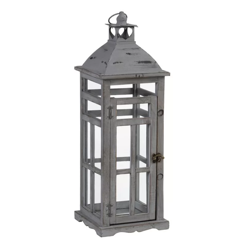 Lantern 28 x 28 x 75 cm Candleholder Grey Fir...