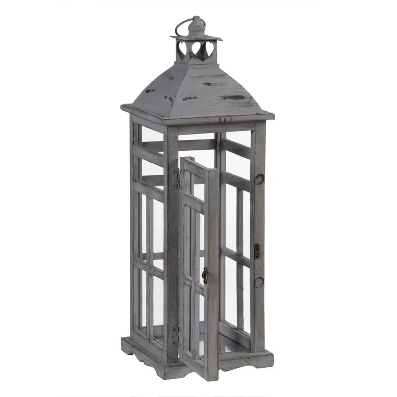 Lantern 28 x 28 x 75 cm Candleholder Grey Fir...