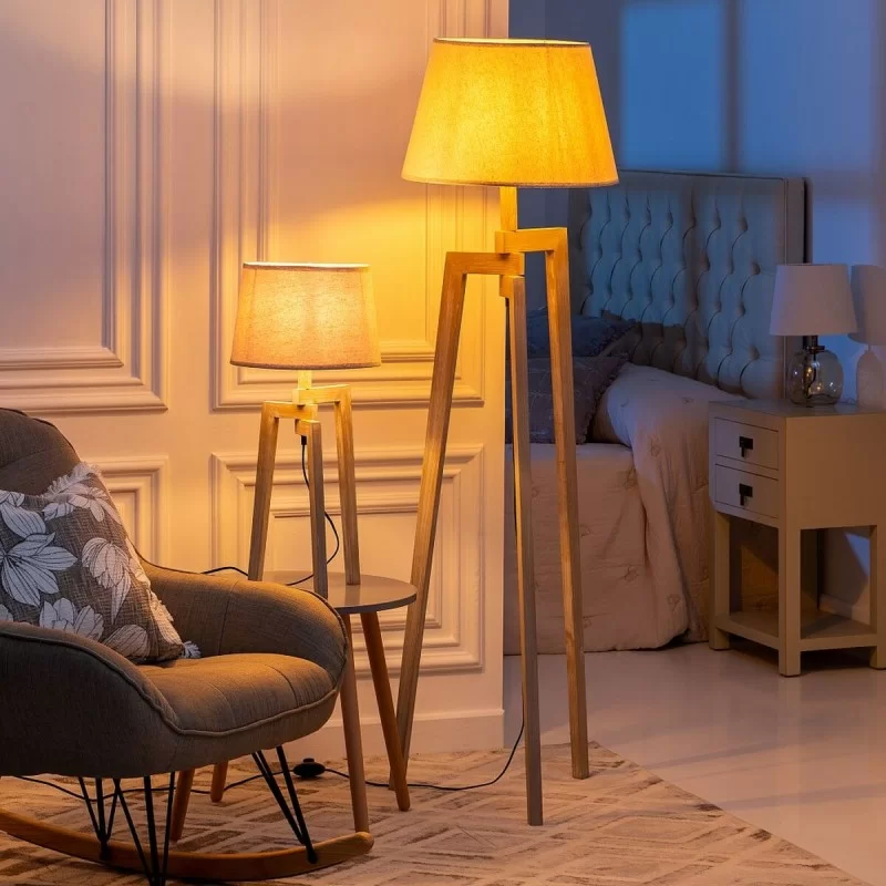 Desk lamp White Linen Wood 60 W 220 V 240 V...