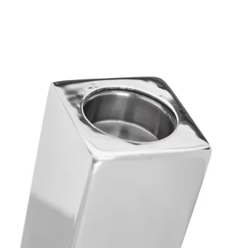 Candleholder 9 x 9 x 15 cm Metal Silver 2
