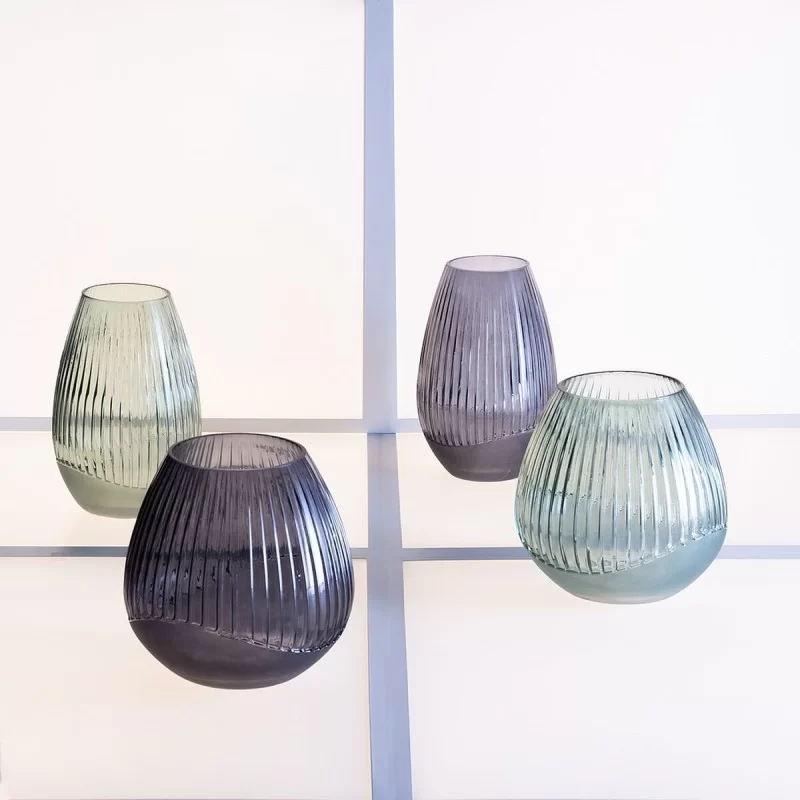 Vase 17,5 x 17,5 x 27 cm Grey Glass