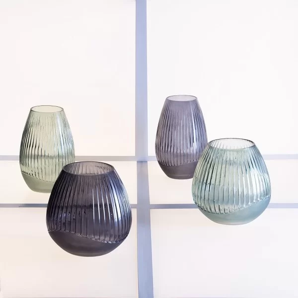 Vase 17,5 x 17,5 x 27 cm Grey Glass