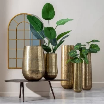 Vase 38 x 38 x 109 cm Golden Aluminium (3 Pieces) 2