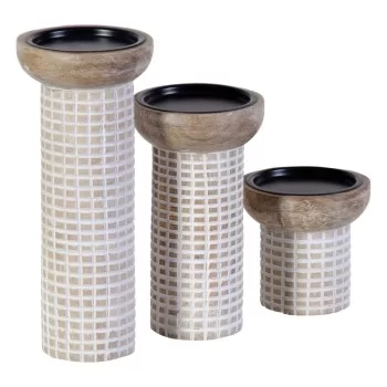 Candleholder 10,5 x 10,5 x 25 cm White Mango wood (3 Units) 2