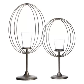 Candleholder 32,5 x 14,3 x 49,5 cm Crystal Metal Silver 2