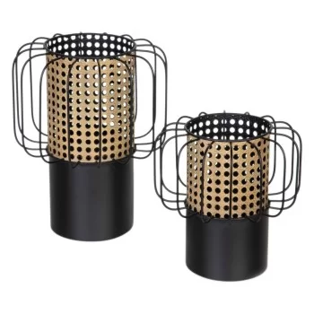 Candleholder 23 x 23 x 28 cm Natural Black Metal 2