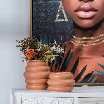 Vase 18 x 18 x 12,5 cm Ceramic Orange 2