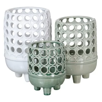 Vase 16,5 x 16,5 x 24,5 cm Ceramic White 2