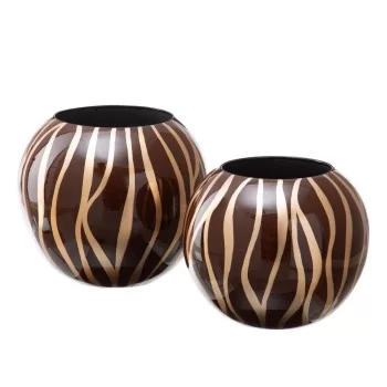 Vase 27 x 27 x 23 cm Zebra Ceramic Golden Brown 2