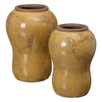 Vase 14,5 x 14,5 x 21,5 cm Ceramic Mustard 2