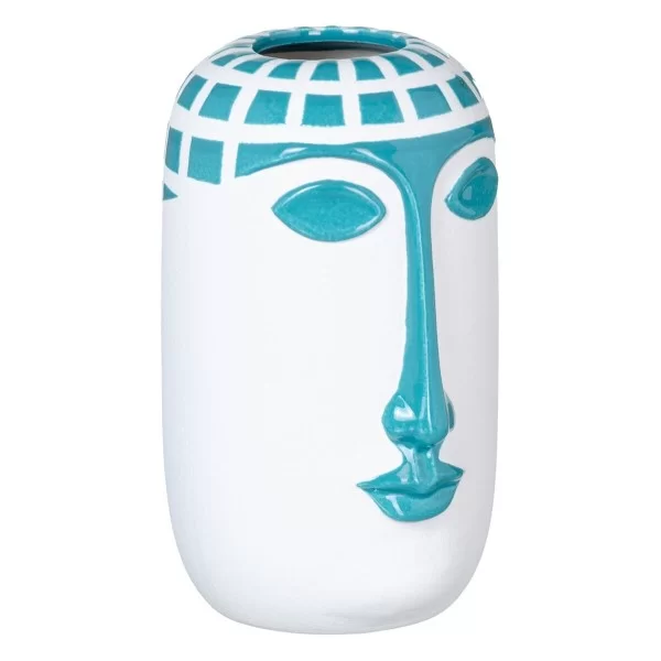 Vase 13 x 12 x 20 cm Ceramic Blue White