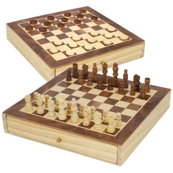 Chess and Checkers Board Colorbaby Drawer Wood (4 Units) 2