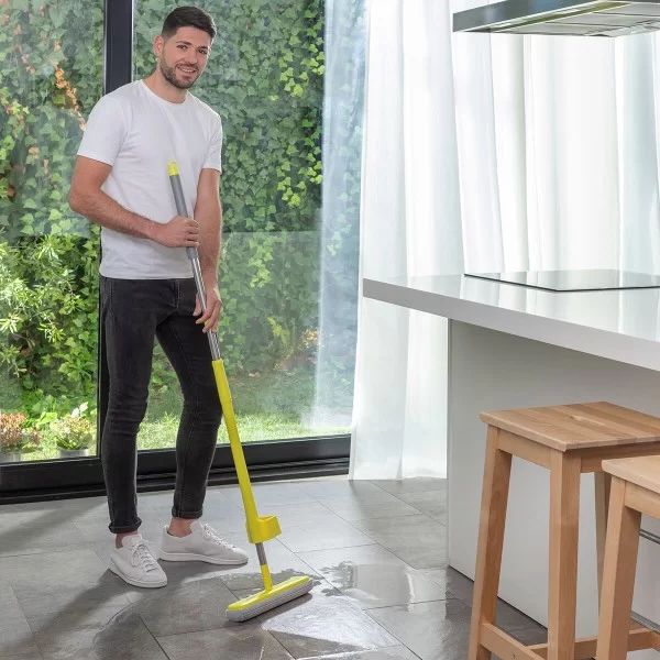 2-in-1 Dust Mop-Floor Mop with Self-wringing Sponge Wringop InnovaGoods