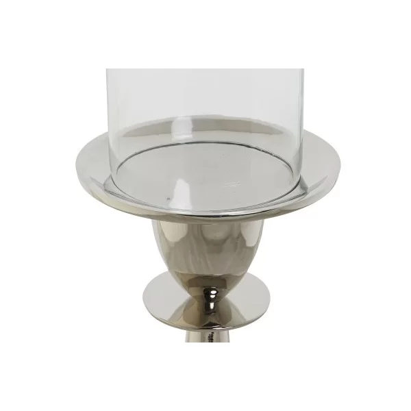 Candleholder DKD Home Decor Silver Aluminium Crystal 14 x 14 x 48 cm