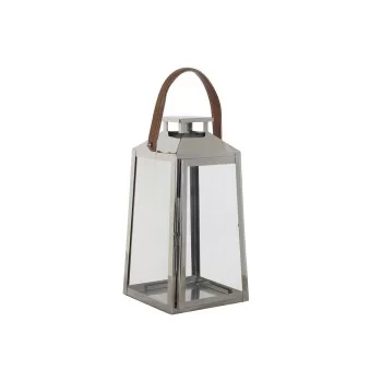 Lantern DKD Home Decor Brown Silver Leather Crystal Steel...