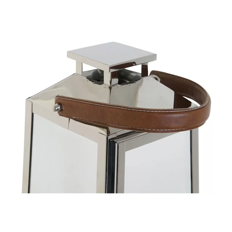 Lantern DKD Home Decor Brown Silver Leather...