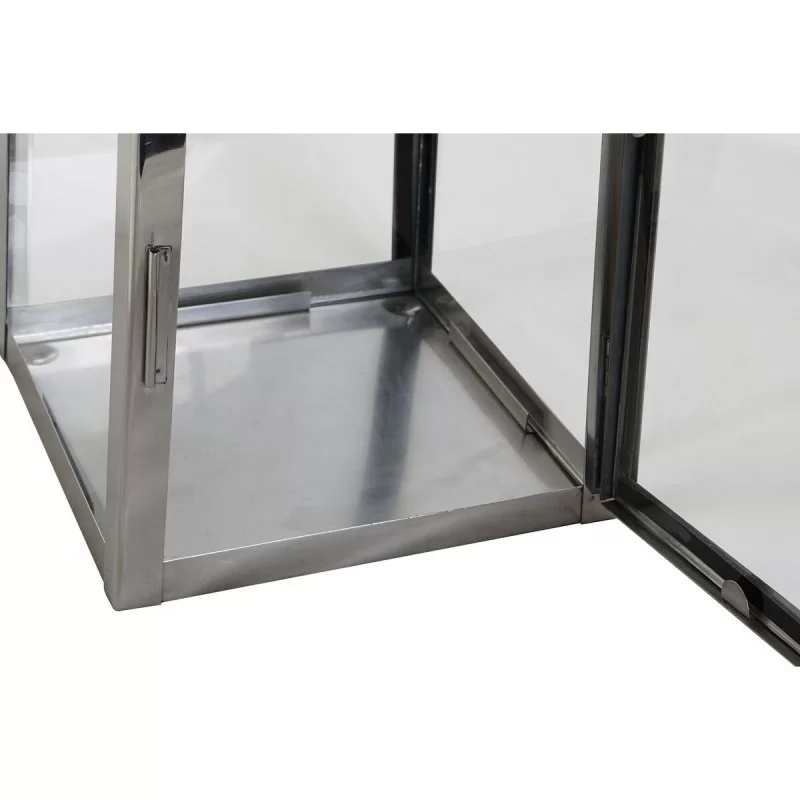 Lantern DKD Home Decor Brown Silver Leather...