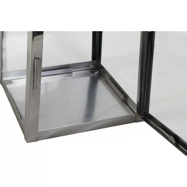 Lantern DKD Home Decor Brown Silver Leather Crystal Steel Chromed 20 x 20 x 40 cm