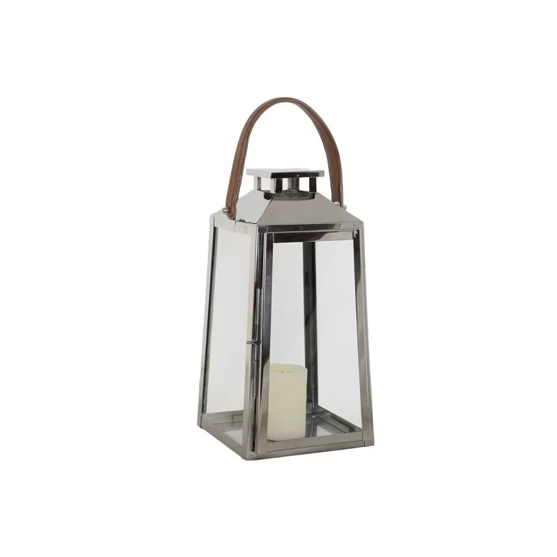 Lantern DKD Home Decor Brown Silver Leather...