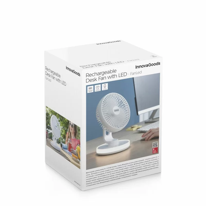 Rechargeable Desk Fan with LED FanLed...