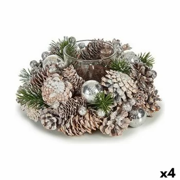 Christmas Candle Holder White Transparent Silver 19 x 9 x...