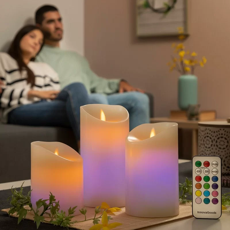 Multicolour Flame-Effect LED Candles with...