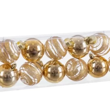 Christmas Baubles Golden Plastic 6 x 6 x 6 cm (12 Units) 2