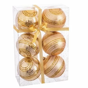 Christmas Baubles Golden Plastic Spiral 8 x 8 x 8 cm (6...