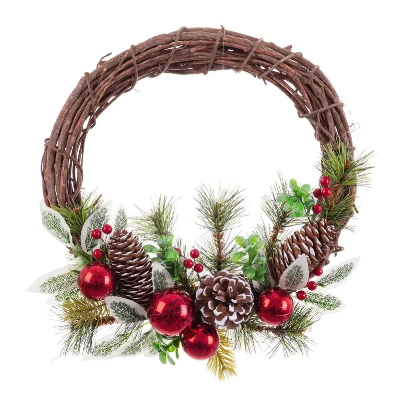Advent wreathe Brown Red Multicolour Rattan Plastic Foam Sheets Pineapples 30 x 30 cm