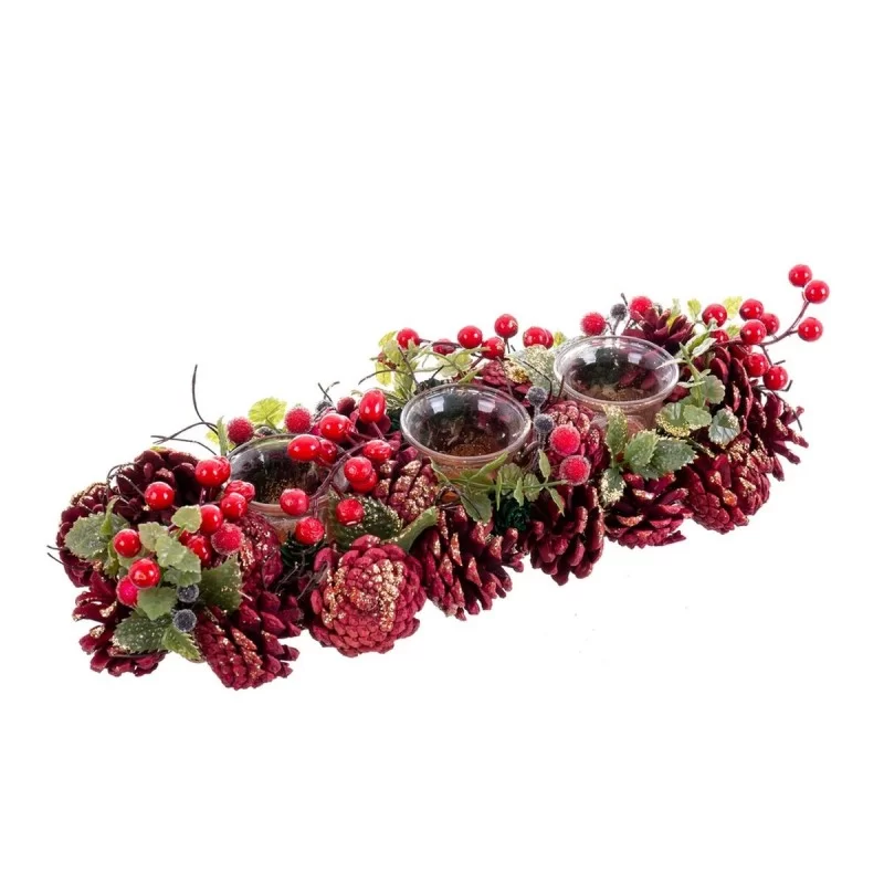 Christmas Candle Holder Red Multicolour Plastic Foam 36 x 14 x 8 cm