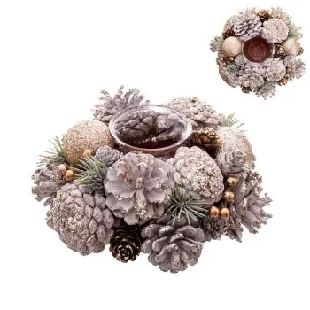 Christmas Candle Holder White Golden Plastic Foam 19 x 19...