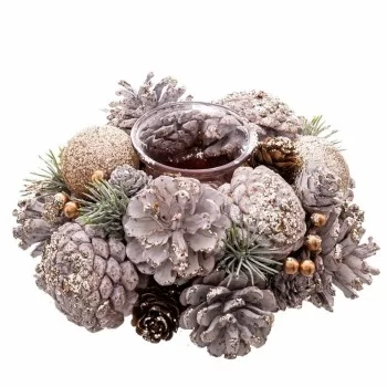 Christmas Candle Holder White Golden Plastic Foam 19 x 19... 2