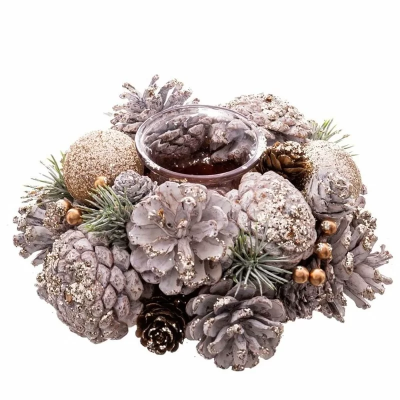 Christmas Candle Holder White Golden Plastic...