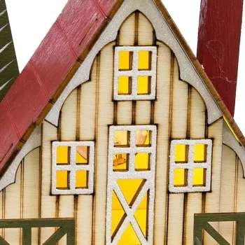 Christmas bauble Multicolour Wood House 14 x 9 x 14 cm 2