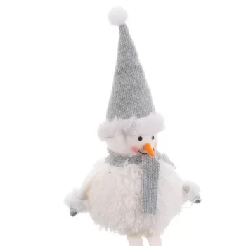 Christmas bauble White Grey Wood Foam Fabric Snow Doll 11... 2