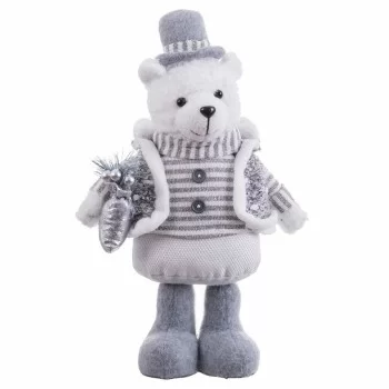 Christmas bauble White Grey Metal Fabric Polar bear 20 x...