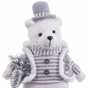 Christmas bauble White Grey Metal Fabric Polar bear 20 x... 2