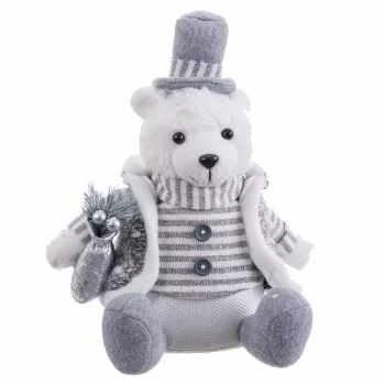 Christmas bauble White Grey Sand Fabric Polar bear 10 x...