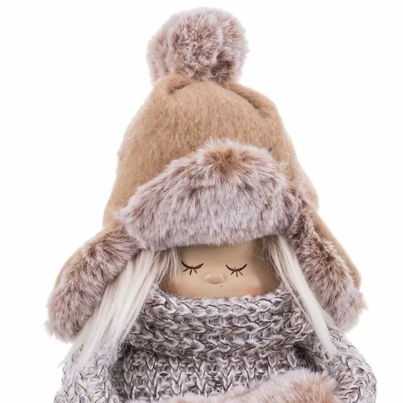 Christmas bauble Beige Polyresin Fabric...