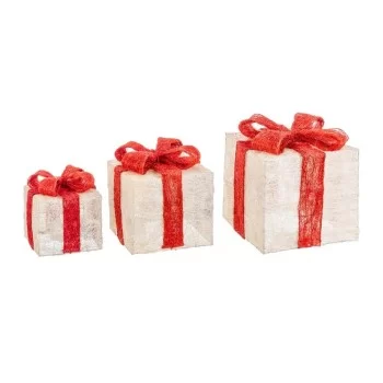 Christmas bauble White Red Metal Fibre Gift Box 25 x 25 x...
