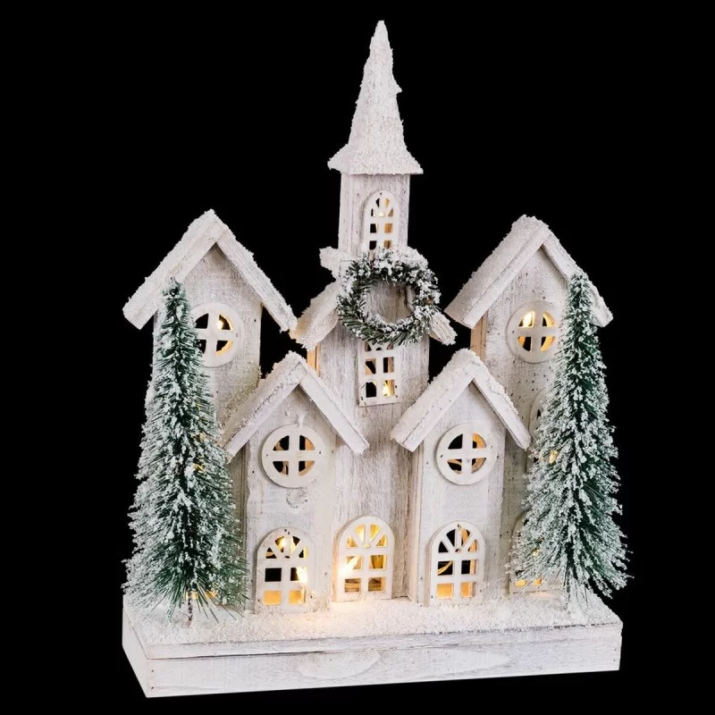 Christmas bauble White Green Wood Plastic Town...