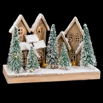 Christmas bauble White Green Natural Wood Plastic Town 45...