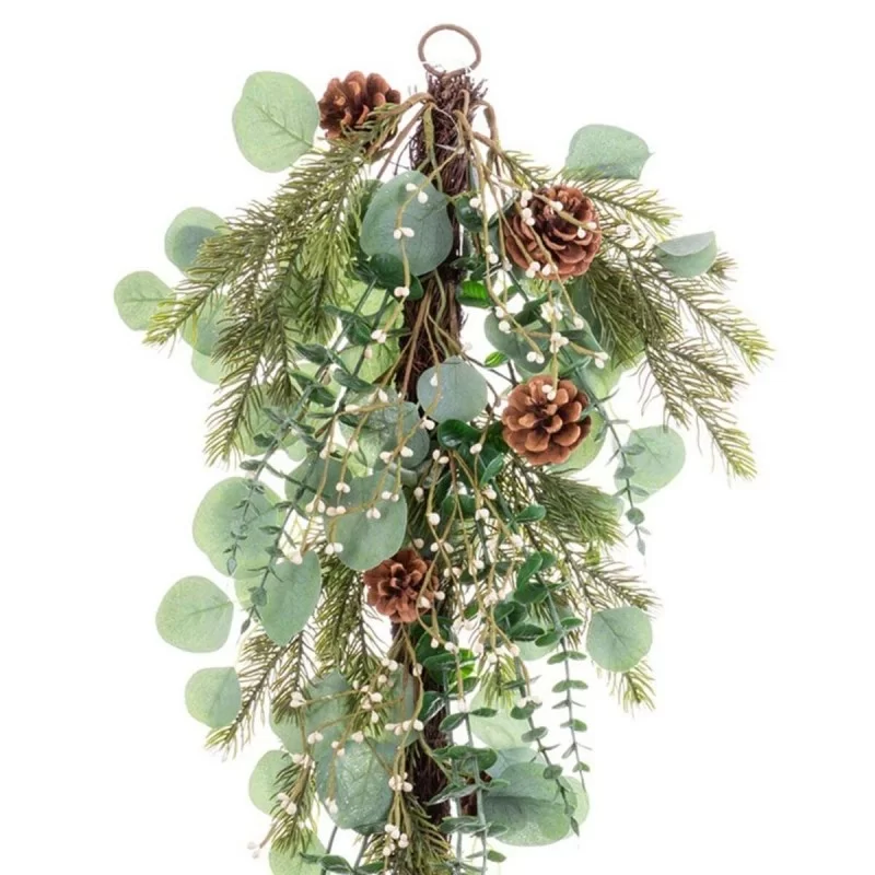 Door Hanger Christmas Green Natural Rattan...