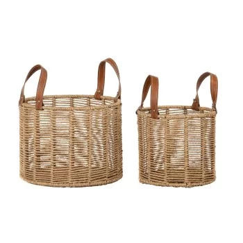 Basket set DKD Home Decor 32 x 32 x 26 cm Metal Rope 32 x...
